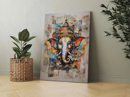 CH-GN1 Lord Ganesh Canvas Paintings For Wall Decoration For Living Room Bedroom Home Office & Hotels