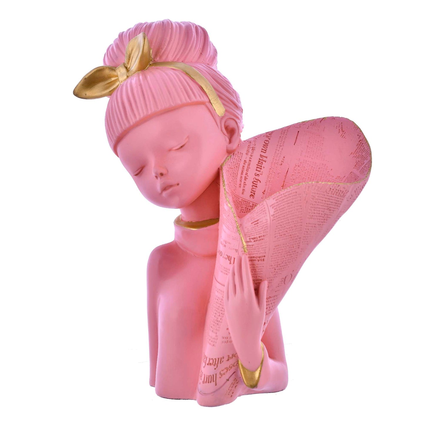 Swastik Trend Point Decorative Flower Pink Lady Face with Basket Statue for Home Decor Showpiece Figurine SWASTIK CREATIONS The Trend Point