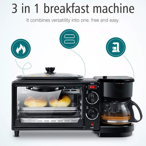 2788 3 in 1 Breakfast Maker Portable Toaster Oven, Grill Pan & Coffee Maker Full Breakfast Ready at One Go 