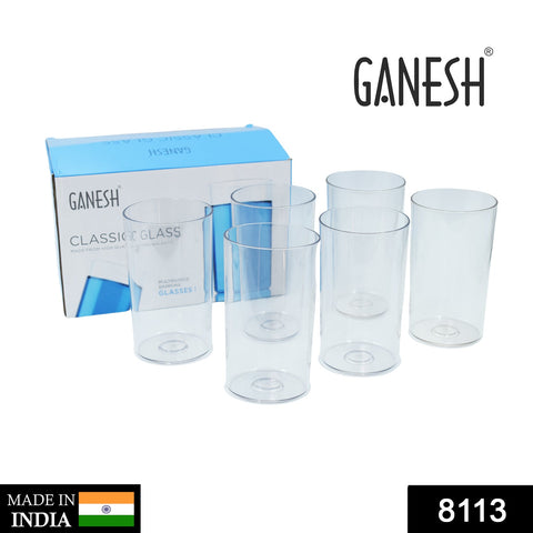 8113 Ganesh Classic Glass Set of-6 (Each Glass 350ml) - SWASTIK CREATIONS The Trend Point