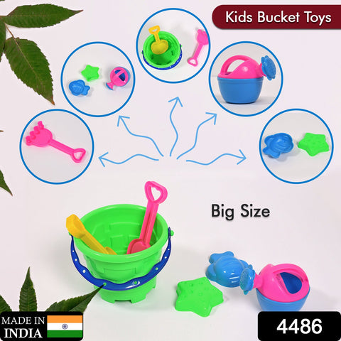 4486 Sand Game Castle Building Plastic Beach Toy Set for Kids Summer Fun Creative Activity Playset& Gardening Tool with Accessories & Bucket-Pack of 6 Pcs - SWASTIK CREATIONS The Trend Point