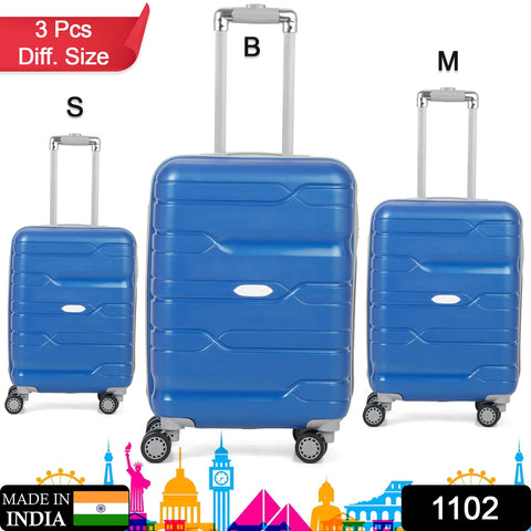 1102 Traveling Trolley Bag Set, Small , Medium & Big Suitcase Premium Quality Bag 3 Pcs Set For Traveling Use - SWASTIK CREATIONS The Trend Point
