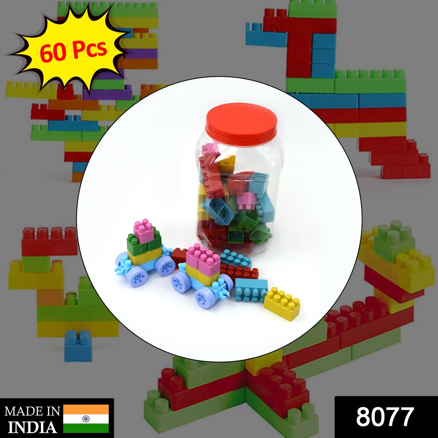 8077 60pc Building Blocks Early Learning Educational Toy for Kids - SWASTIK CREATIONS The Trend Point SWASTIK CREATIONS The Trend Point