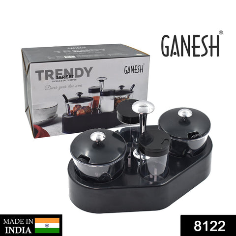 8122 Ganesh rendy Condiment set For Kitchen Transparent jar For Easy To Access Spice 1 Piece Spice Set  (Plastic) - SWASTIK CREATIONS The Trend Point