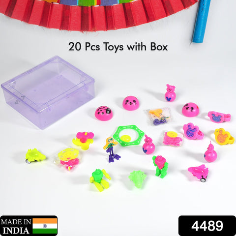 4489 20pc Mix All New Toy With Plastic Commander Container , Mix All Types Playing Toy For Kids 