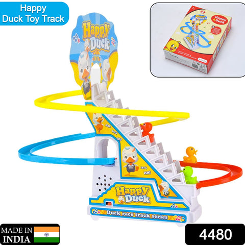 4480  Ducks Climb Stairs Toy Roller Coaster, Electric Duck Chasing Race Track Set, Fun Duck Stair Climbing Toy with Flashing Lights Music and 3 Ducks, Small Ducks Climbing Toys - SWASTIK CREA