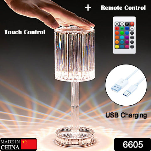 6605 Crystal Table Lamp , Touch Control Atmosphere Nightstand Lamp With USB Charging Line - SWASTIK CREATIONS The Trend Point