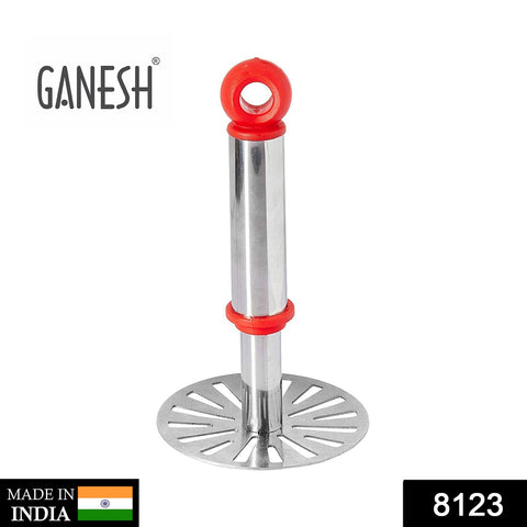 8123 Ganesh Potato/Pav Bhaji Masher with Plastic Handle, Silver & Plastic - Oval Pav Masher, Potato 1-Piece, Smasher Handle, Multicolor - SWASTIK CREATIONS The Trend Point