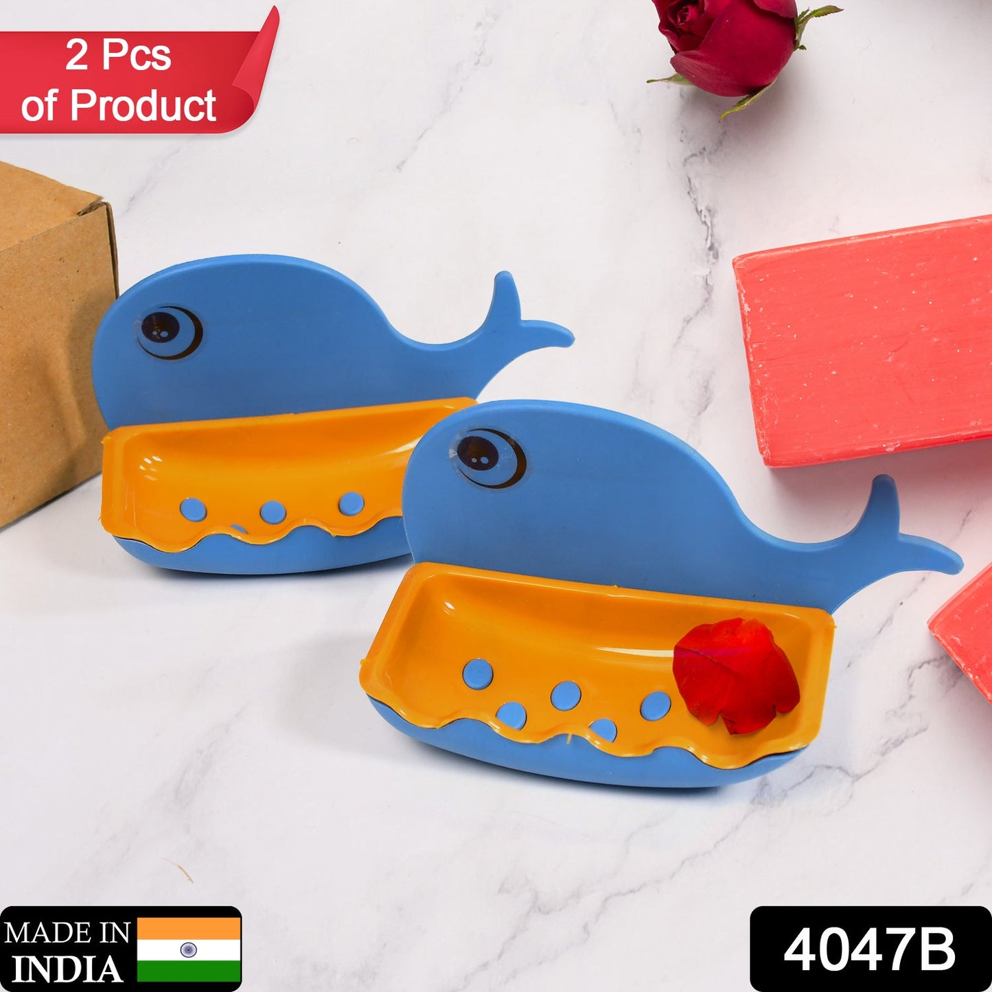 4047B Fish Shape Double Layer Adhesive Waterproof Wall Mounted Soap Bar Holder Stand Rack for Bathroom Shower Wall Kitchen ( Set Of 2 Pc ) - SWASTIK CREATIONS The Trend Point SWASTIK CREATIONS The Trend Point