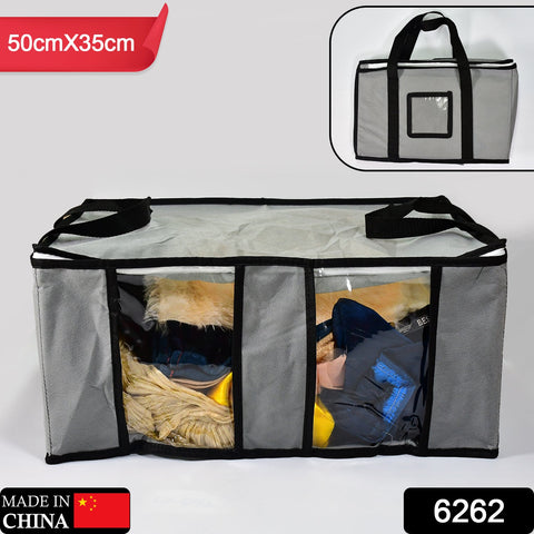 6262 Storage bag with Zipper and Space Saver Comforter bag, Pillow, Quilt, Bedding, Clothes, Blanket Storage Organizer Bag with Large Clear Window and Carry Handles for Closet. - SWASTIK CREA