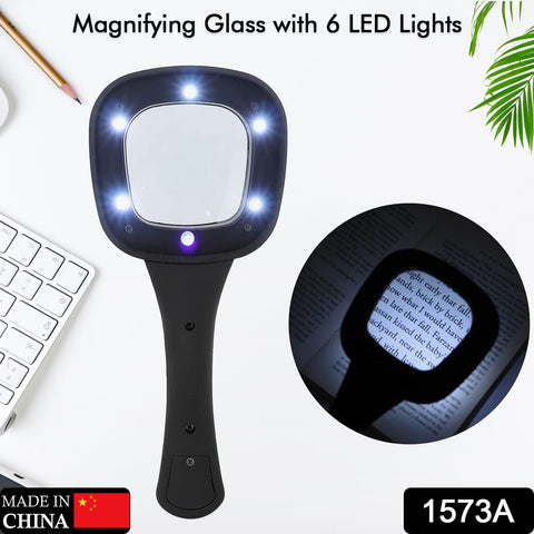 1573A Handheld Magnifying Glass 6 LED Illuminated Lighted Magnifier for Seniors Reading, Soldering, Inspection, Coins, Jewelry, Exploring - SWASTIK CREATIONS The Trend Point