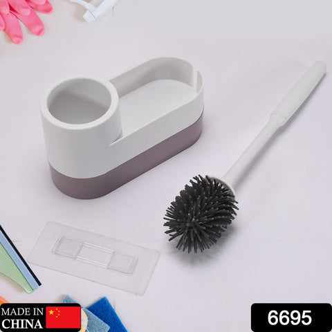 6695 Toilet Brush and Holders, Deep Cleaning Silicone Toilet Brush ,Floor Standing & Wall Mounting Toilet Brush Holder - SWASTIK CREATIONS The Trend Point