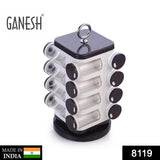 8119 Ganesh Multipurpose Revolving Spice Rack With 16 Pcs Dispenser each 100 ml Plastic Spice ABS Material 1 Piece Spice Set 1 Piece Spice Set  (Plastic) - SWASTIK CREATIONS The Trend Point