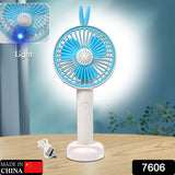 7606 Mini Portable Hand Fan USB Rechargeable Fan With Led Light Fan for Indoor and Outdoor Use by Women and Men Table Standing Stand Included - SWASTIK CREATIONS The Trend Point