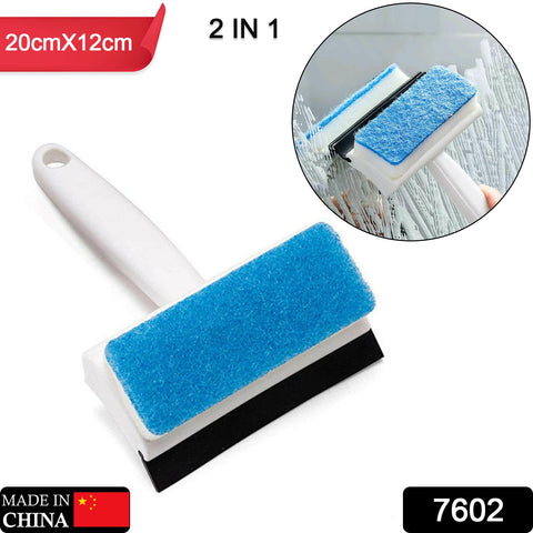 7602 2 in 1 Glass Wiper Cleaning Brush Mirror Grout Tile Cleaner Washing Pot Brush Double-Sided Glass Wipe Bathroom Wiper Window Glass Wiper - SWASTIK CREATIONS The Trend Point