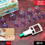 6614 12pcs Cups Vacuum Cupping Kit Pull Out a Vacuum Apparatus Therapy Relax Massagers Curve Suction Pump - SWASTIK CREATIONS The Trend Point