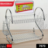 7670 Kitchen Dish Cup Drying Rack 2 Tier Drainer Dryer Tray Cutlery Holder Organizer 59cm - SWASTIK CREATIONS The Trend Point