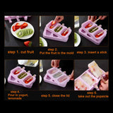 5949 Silicone Popsicle Molds Ice Cream Pop Molds 4 Cavities with Lids 50 Pack Sticks for Kids Ice cube Maker Easy Release