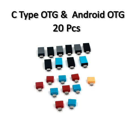 0261 OTG Type C & USB to Micro USB Adapter for Android Mobile Smart Phones & Tablets With Zip Pouch (Pack of 20) - SWASTIK CREATIONS The Trend Point