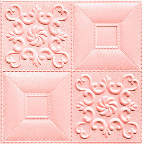 9279 Design Wallpaper 3D Foam Wallpaper Sticker Panels I Ceiling Wallpaper For Living Room Bedroom I Furniture, Door I Foam Tiles (Pink Color) (Size - 73x73 cm) - SWASTIK CREATIONS The Trend 