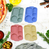 5963 Divided Plates, 5 Compartments 32 CM Split Plates, Shatterproof Separating Plates For Kids And Adults, Microwave and Dishwasher Tableware Set, Multi-Colour, Modern (4 Pc Set)