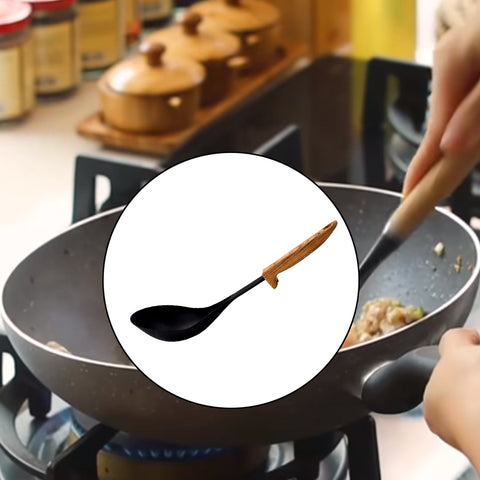 0183 Silicone Soup laddle Cooking Utensils Kitchen Utensil Set Heat Resistant Wooden Handles Kitchen Gadgets Tools Set for Nonstick Cookware - SWASTIK CREATIONS The Trend Point