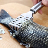 2194 Fish Scale Remover Scraper Stainless Steel Fish Cutting Tools Sawtooth Easily Remove Fish Scales-Cleaning Brush Scraper Kitchen Tool- 