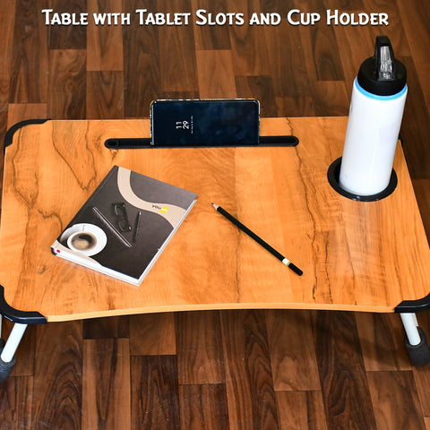 4990 Laptop Table Foldable Portable Notebook Bed Lap Desk Tray Stand Reading Holder with Coffee Cup Slot for Breakfast, Reading & Movie Watching. - SWASTIK CREATIONS The Trend Point