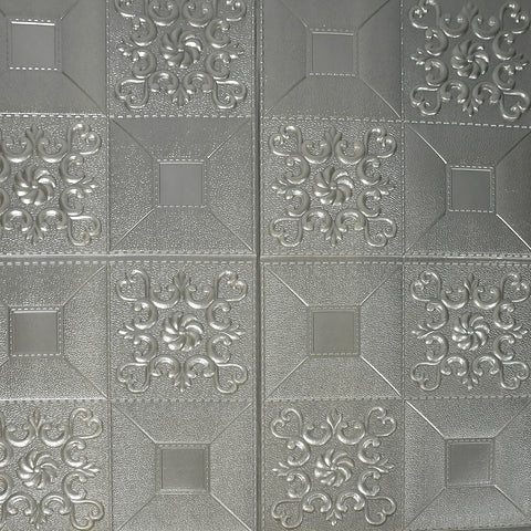 9277 Stone Design Wallpaper 3D Foam Wallpaper Sticker Panels I Ceiling Wallpaper For Living Room Bedroom I Furniture, Door I Foam Tiles (Blue Color) (Size - 73X73 cm) 