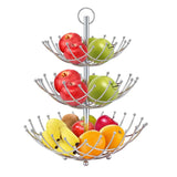 5183 3 Tier Fruit Basket Stainless Steel 60cm For Home Decoration & Kitchen Use 