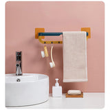 1515 Wall Mounted Double Bar Towel Holder with Hooks | Multifunctional Adjustable Towels Rack for Kitchen/Bathroom | Folding Towel Shelf 