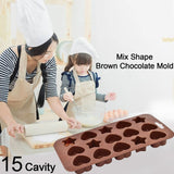7614 Silicone Food Grade Reusable Non-Stick Multi Shape 15 Cavity Chocolate Mold - SWASTIK CREATIONS The Trend Point