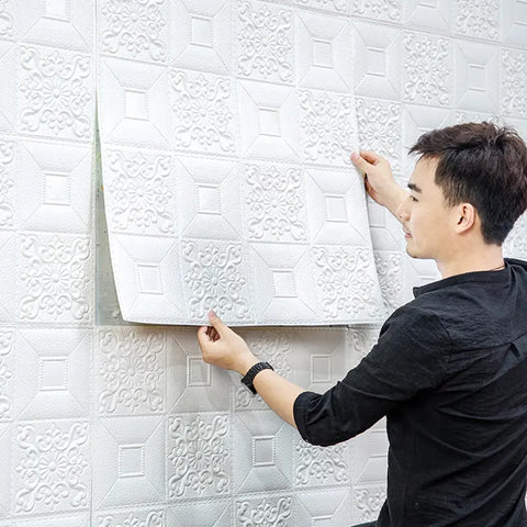 9276 Wallpaper 3D Foam Wallpaper Sticker Panels I Ceiling Wallpaper For Living Room Bedroom I Furniture, Door I Foam Tiles (Square Design) 