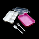 5956 Lunch Box 4 Compartment With Leak Proof Lunch Box & 2 spoon, For School & Office Use