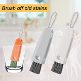 6483  3 in 1 Multifunctional Cleaning Brush Mini Glass Cover Cleaning Brush Bottle Cleaning Brush Set Cup Cleaner Brush Bottle Cap Detail Brush for Bottle Cup Cover Lid Home Kitchen Washing Tool (1 Pc)