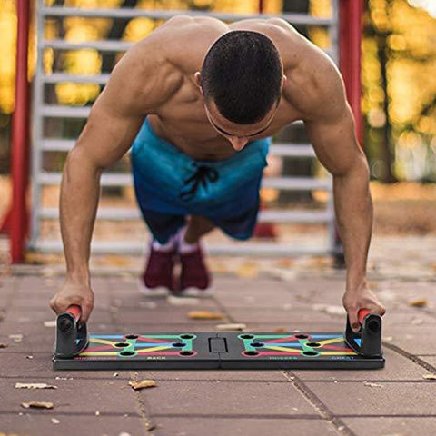 6650  Body Building Portable Push Up Board System with Strong Grip Handle for Chest Press, Gym & Home Exercise, Strength Training, Dips/Push Up Stand for Men & Women - SWASTIK CREATIONS The T
