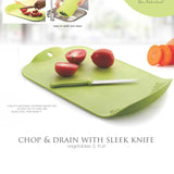 2389A Chop & Drain Vegetables Fruits Chopping Board Sleek Knife - SWASTIK CREATIONS The Trend Point