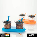0608 Multipurpose Dining Set Jar and tray holder, Chutneys/Pickles/Spices Jar - 2pc - SWASTIK CREATIONS The Trend Point