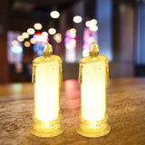 8437 White LED Flameless Candles Battery Operated Pillar Candles Flickering Realistic Decorative Lamp Votive Transparent Flameless Ornament Tea Party Decorations for Hotel, Scene,Home Decor, Restaurant, Diwali Decoration Candle Crystal Lamp (1 Pc)