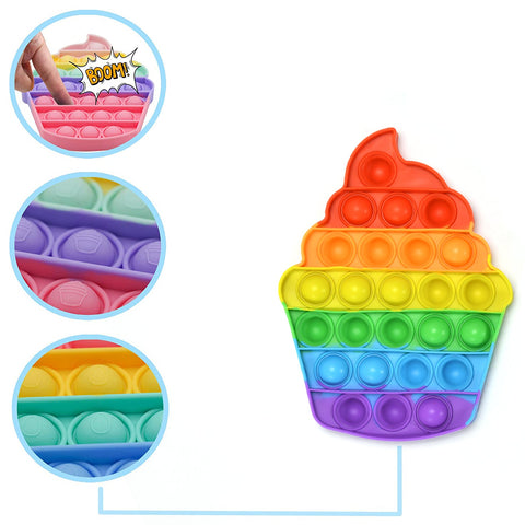 4476 Ice Cream Softy- Fidget Popping Sounds Toy, BPA Free Silicone, Push Bubbles Toy for Autism Stress Reliever, Sensory Toy Pop It Toy - SWASTIK CREATIONS The Trend Point