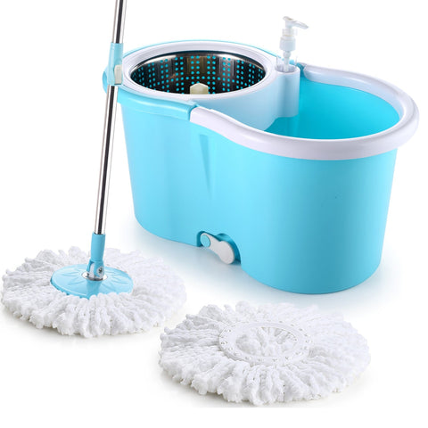 8704 Steel Spinner Bucket Mop 360 Degree Self Spin Wringing with 2 Absorbers for Home and Office Floor Cleaning Mops Set - SWASTIK CREATIONS The Trend Point
