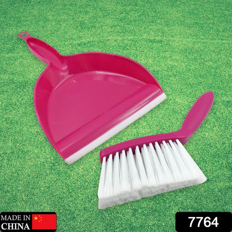 7764 Mini Dustpan Supdi with Brush Broom Set for Multipurpose Cleaning, Cleaning Broom Brush and Dustpan | Sweep Set for All Surfaces, for Cleaning Tool for Desk, Car & Animal Waste etc (2 Pc Set)