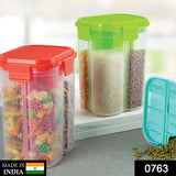 0763 Transparent 4 Section Storage Dispenser (2000 ml) - SWASTIK CREATIONS The Trend Point