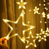 1278 12 STARS CURTAIN STRING LIGHTS, WINDOW CURTAIN LIGHTS WITH 8 FLASHING MODES DECORATION FOR FESTIVALS