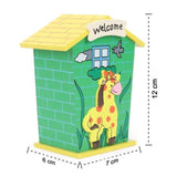 1663 Cute Cartoon House Shaped Lovely Wooden Piggy Bank Money Bank - SWASTIK CREATIONS The Trend Point