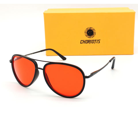 Choriotis-3134 Tissaia Aviator Red-Black Sunglasses For Men & Women~CT-3134