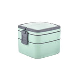 2837A GREEN DOUBLE-LAYER PORTABLE LUNCH BOX STACKABLE WITH CARRYING HANDLE AND SPOON LUNCH BOX - SWASTIK CREATIONS The Trend Point