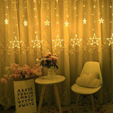 1278 12 STARS CURTAIN STRING LIGHTS, WINDOW CURTAIN LIGHTS WITH 8 FLASHING MODES DECORATION FOR FESTIVALS