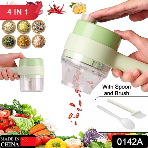 0142A  4 IN 1 ELECTRIC HANDHELD COOKING HAMMER VEGETABLE CUTTER SET ELECTRIC FOOD CHOPPER MULTIFUNCTION VEGETABLE FRUIT SLICER - SWASTIK CREATIONS The Trend Point