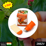 2662V 1 Pair V Thumb Cutter with Box used in all kinds of household and official kitchen purposes for peeling and cutting of various types of vegetables and fruits etc. - SWASTIK CREATIONS Th